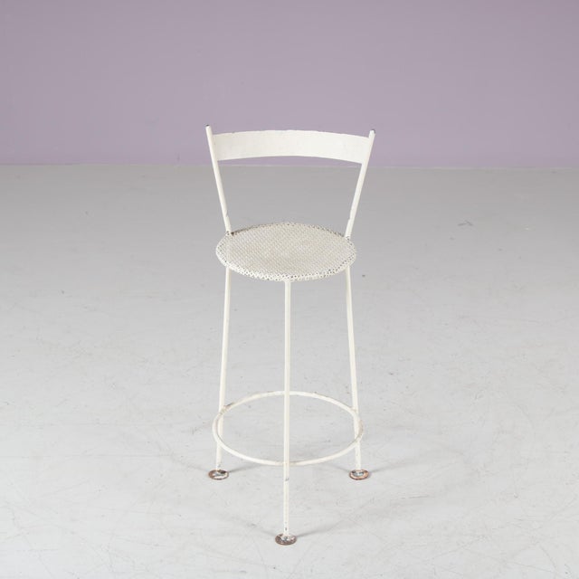 1950s Vintage Children's Stool in Perforated Metal, 1950s For Sale - Image 5 of 9