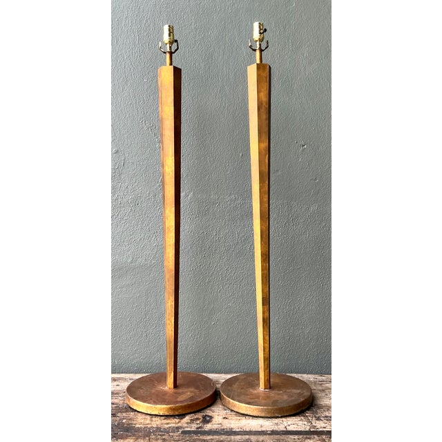 Vintage Patinated Metal Floor Lamps - Pair For Sale - Image 9 of 12