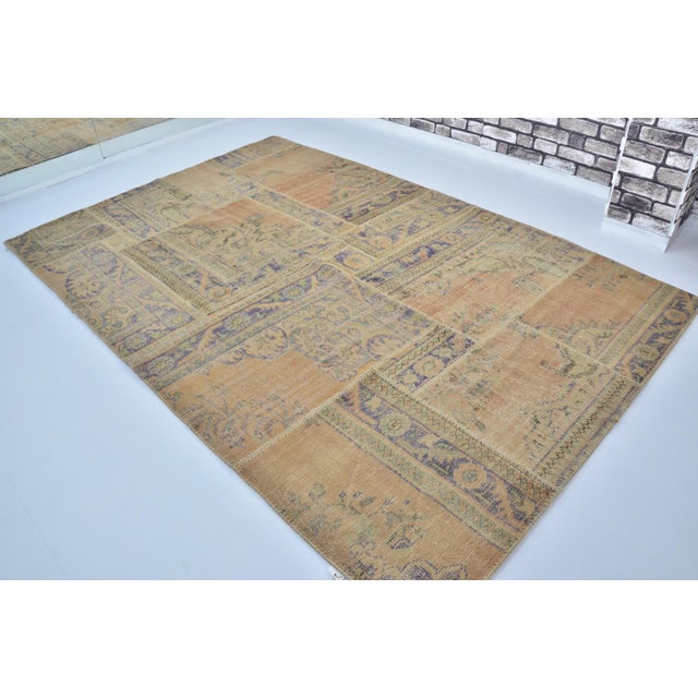 Tan Mid 20th Century Anatolian Floral Handmade Floor Carpet For Sale - Image 8 of 10