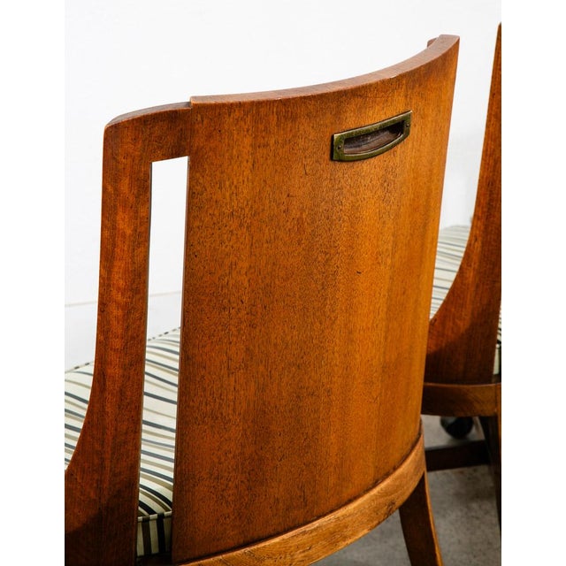 1960s Mid Century Modern Dining Chairs Set 4 Walnut Rolling Vintage Casters X Frame For Sale - Image 4 of 12