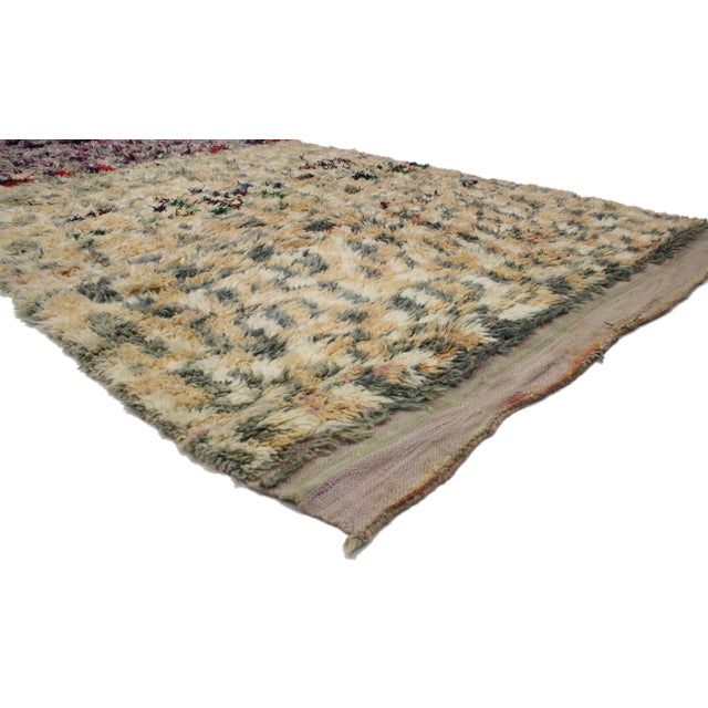 Vintage Berber Moroccan Boujad Rug with Bohemian Style and Cubism Design. With its Bohemian style, pastel colors, and...