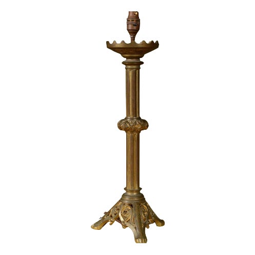 Gothic Reform Gilt Brass Table Lamp, 1880s For Sale
