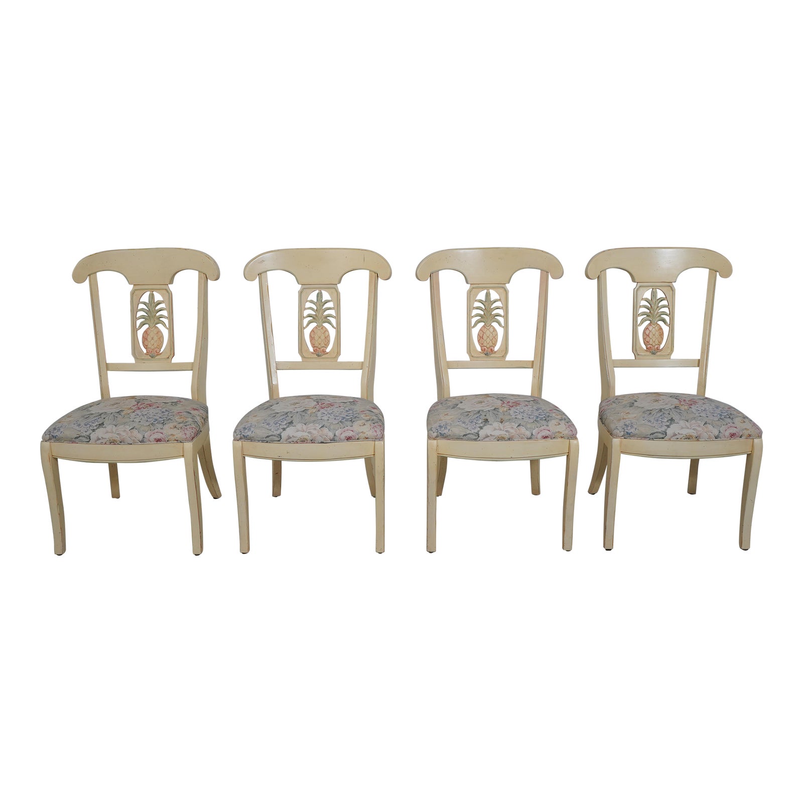 Set of 4 Ethan Allen Pineapple Back Dining Chairs Chairish
