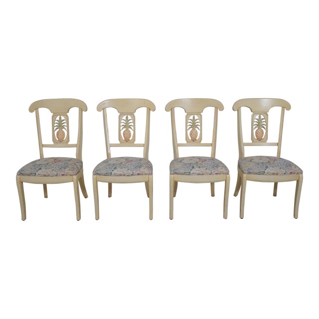 Set of 4 Ethan Allen Pineapple Back Dining Chairs Chairish
