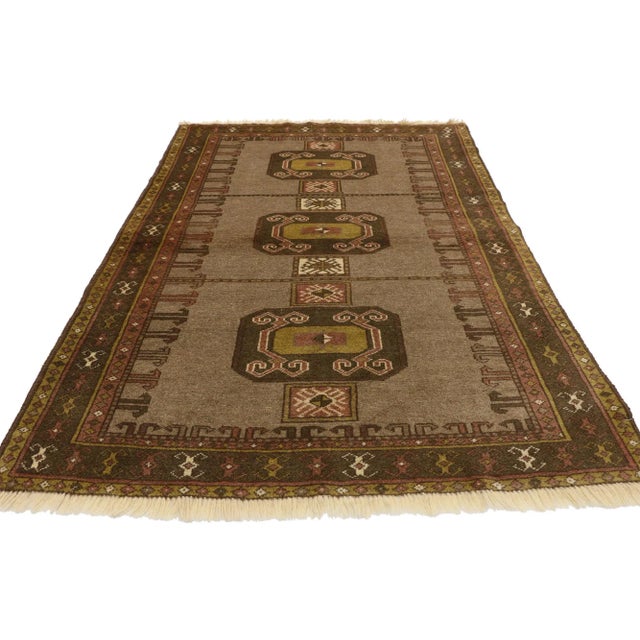 Mid-Century Modern Vintage Persian Shiraz Rug - 04'00 X 05'06 For Sale - Image 3 of 7