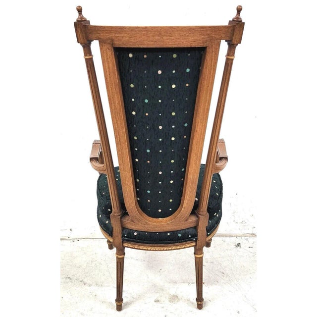 Vintage Italian Renaissance Directoire Hunter Green Desk Dining Accent Armchair For Sale - Image 4 of 13