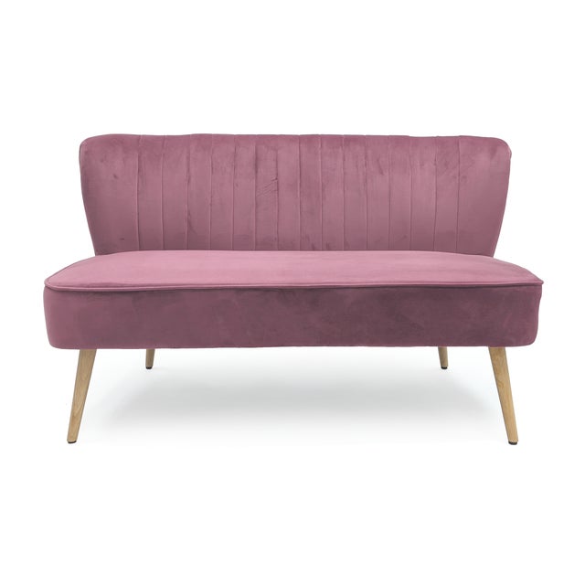 2020s Harlow Mauve Velvet Channel Back Wingback Bench For Sale - Image 5 of 5