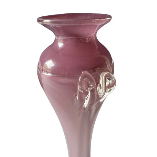 Mid-Century Modern 1990s Vintage Art Glass Signed Clark Guettel Pink & Purple Bud Vase For Sale - Image 3 of 4