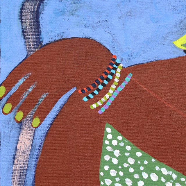 She Belongs to the Shore - Colorful Figurative Still Life Artwork Woman on Beach by Courtney Simone For Sale In Los Angeles - Image 6 of 9