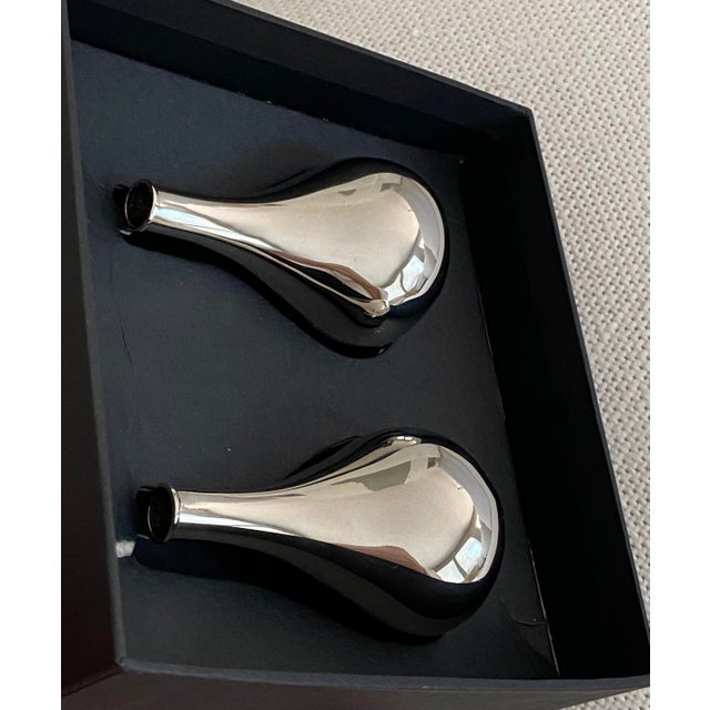 Dansk Nickel Plated Onion Tear Drop Shaped Tiny Taper Candle Holders