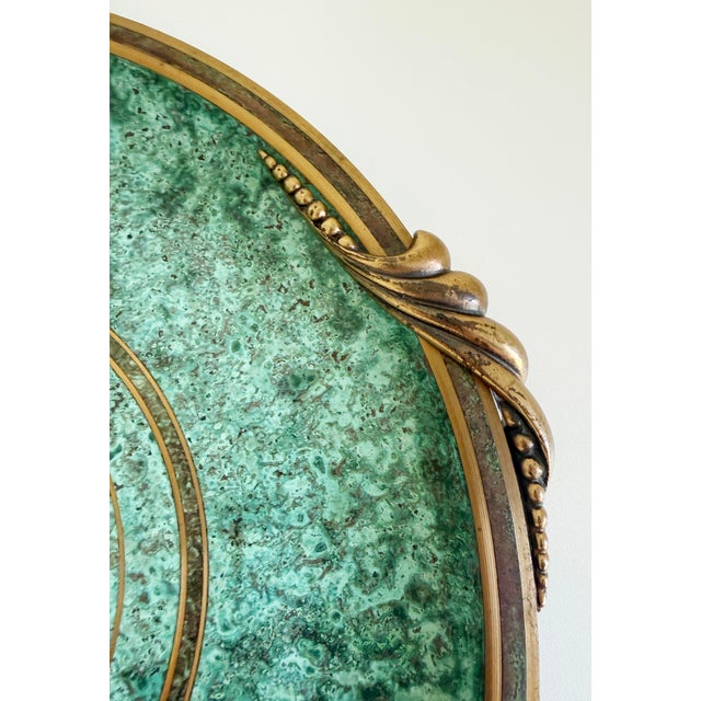 Carl Sorensen 1930s Carl Sorensen Bronze Verdigris Art Deco Serving Bar Tray For Sale - Image 4 of 13