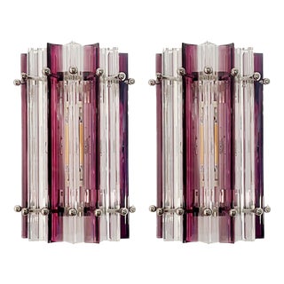 Italian Murano Glass Wall Sconces in the style of Venini, 1990s, Set of 2 For Sale