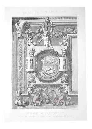 Large Antique Architectural Engraving-Palais de Fontainebleau-Architectural Details