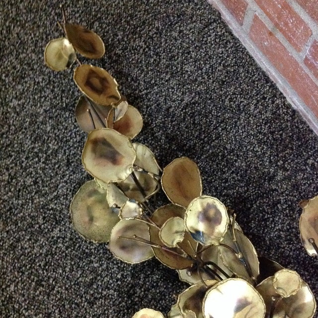 Gold Vintage Brass Brutalist Wall Sculpture For Sale - Image 8 of 11