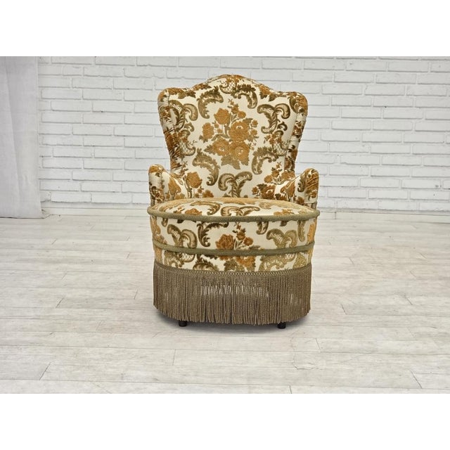 Small Danish Armchairs in Brown/Beige Furniture Fabric, 1970s, Set of 2 For Sale - Image 10 of 18