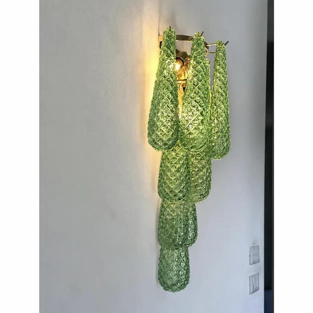 Graniglia Green Conchiglie Murano Glass Gold Wall Sconce by Simoeng For Sale - Image 4 of 13