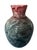 Large Ceramic Baluster Vase by Accolay (25 x 17.5 cm / 9.8 x 6.9 in), Dramatic Green and Oxblood Red Flambe Glaze (France,...
