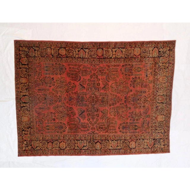 Textile 1930s Vintage Persian Sarouk Rug 8'10" X 11'10" For Sale - Image 7 of 7