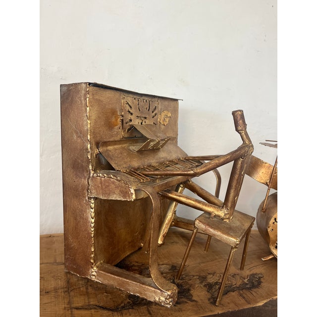 Large Handcrafted Metal Folk Art Sculptures of a Jazz Band, 1960s, Set of 6 For Sale - Image 14 of 18