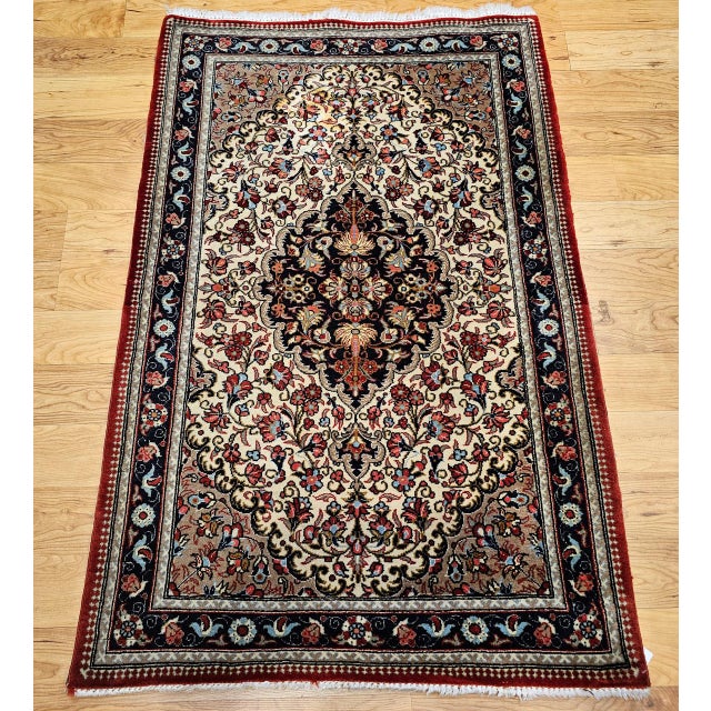 "This refined Vintage Persian Isfahan Area Rug represents the height of classical Persian weaving tradition. Hand-knotted...