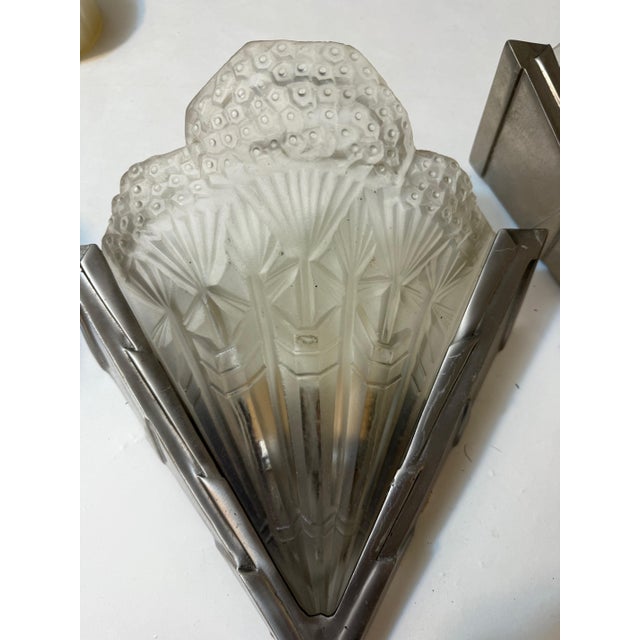 Jean Noverdy 1920s Pair of Frnech Art Deco Sconces Signed Noverdy For Sale - Image 4 of 14