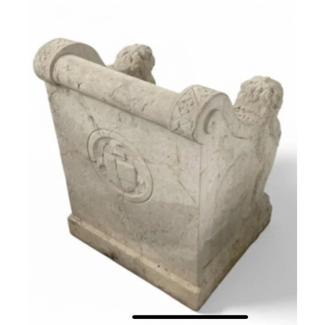 1930s 1930s Roman-Style Carved Stone Lion Chair For Sale - Image 5 of 6