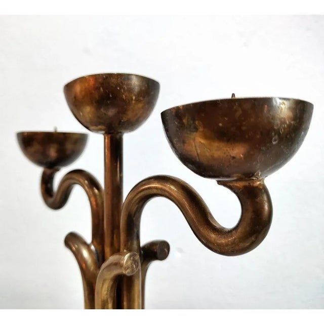 Metal Brutalist Candleholder in Brass and Nickel, Italy, 1970s For Sale - Image 7 of 11