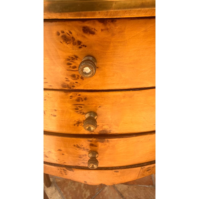 Mid-20th Century Vintage French Louis XV Style Burl Wood Demilune Side Table With Brass Gallery For Sale - Image 11 of 14