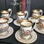 1950s Vintage Porcelain Tea Cup & Saucer Set Hand-Painted White, Gold & Jewel Tones- 12 Pieces For Sale - Image 15 of 18