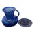 Vintage Hand-Blown Cobalt Blue Glass Pitcher With Matching Saucer For Sale