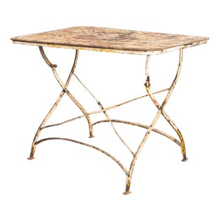 Vintage French Rectangular Forged Metal Folding Dining Table, 1950s For Sale