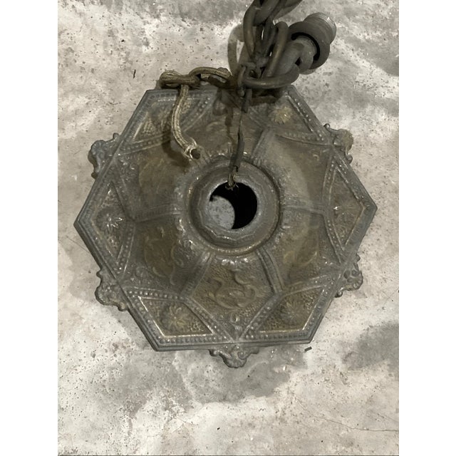 Early 20th Century Antique Louis XVI / Regency Style Crackle Glass Hanging Lantern For Sale - Image 5 of 8