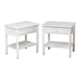1960s Bamboo Painted Nightstands, Pair For Sale