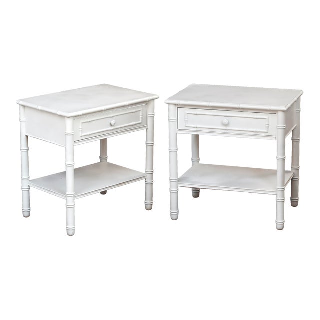 1960s Bamboo Painted Nightstands, Pair For Sale