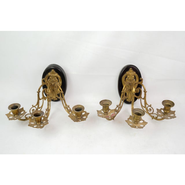 French Wall Candleholders in Bronze, 1930s, Set of 2 For Sale - Image 9 of 10