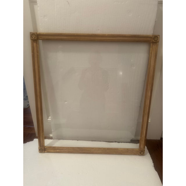 Wood Gilded Finished Corner Custom Picture Frame With Rosettes on the Corners For Sale - Image 7 of 8