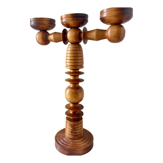 Vintage Scandinavian Wooden Candleholder, Sweden, 1960s For Sale