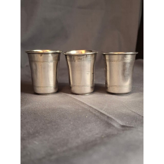 Late 19th Century Antique French Silver Kiddush Cups Beakers .800 Gabriel Pascal Gp Hallmarked c.1890 - Set of 3 For Sale - Image 5 of 11