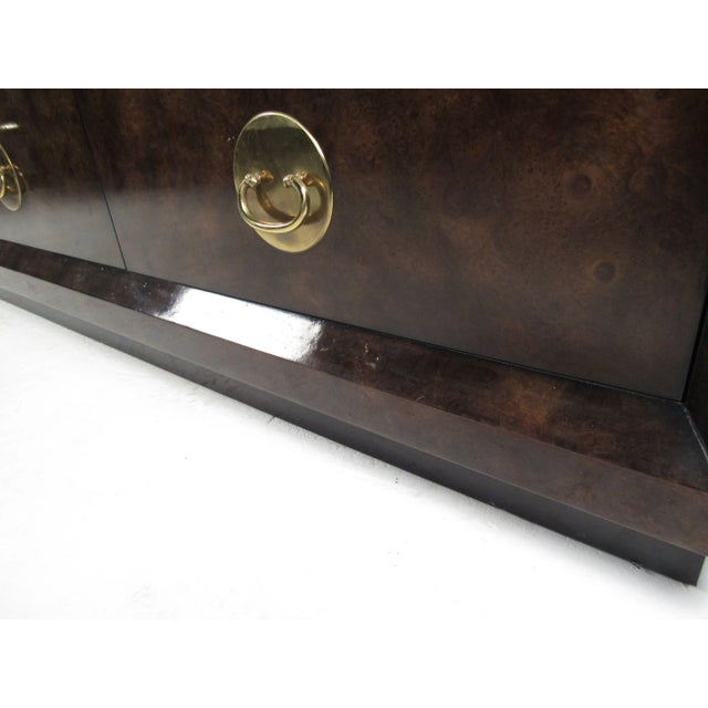 Brass and Burl Wood Dresser for Mastercraft by Bernhard Rohne For Sale In New York - Image 6 of 13
