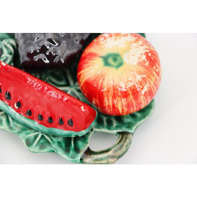 Trompe l'Oeil Vine Leaf With Fruits, Portuguese, 1900s For Sale - Image 11 of 16