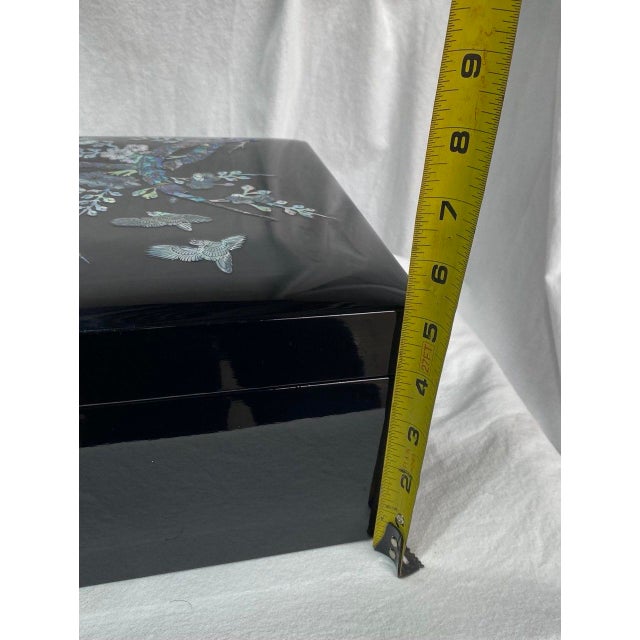 Late 20th Century Korean Mother-of-Pearl Lacquer Document Box With Birds & Blossoms For Sale - Image 15 of 16