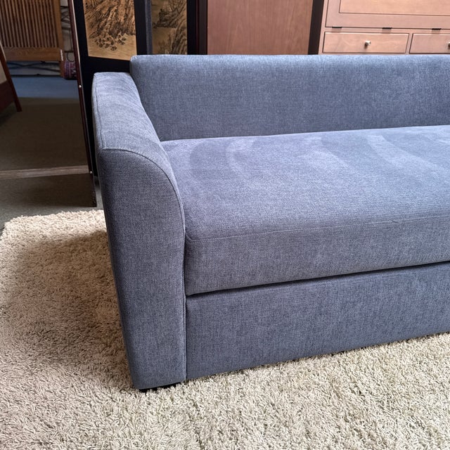 American Leather for Crate & Barrel Queen Bedford Trundle Sleep Sofa, Lake Chenille For Sale - Image 12 of 12