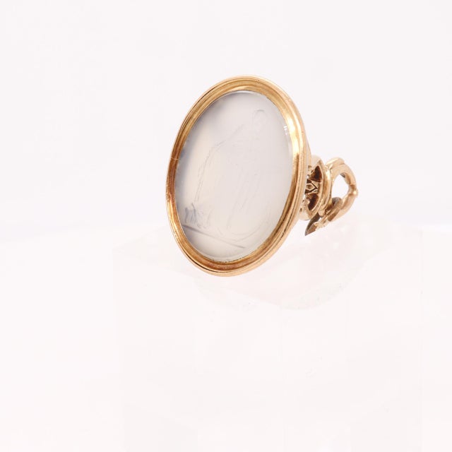 Antique Georgian Hope Allegory 14k Gold & Agate Carved Intaglio Watch Fob Seal For Sale - Image 11 of 14