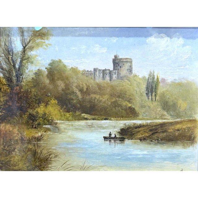 English 19th Century English Landscape Oil Painting With Castle and River For Sale - Image 3 of 8
