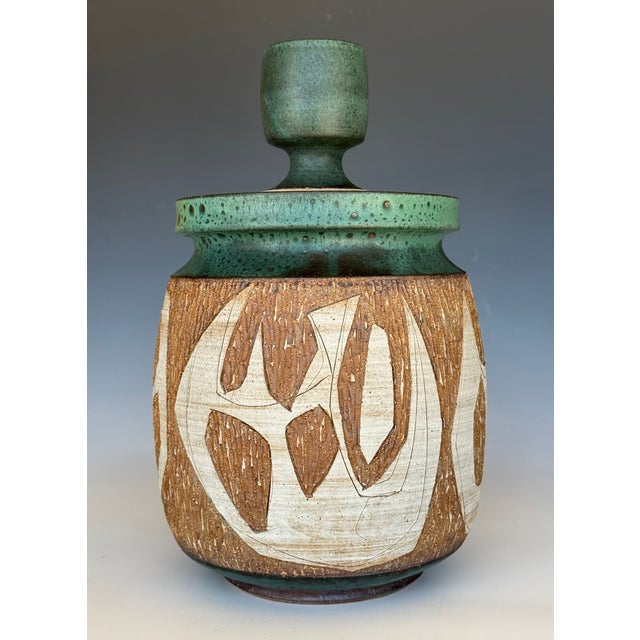 Mid 20th Century Mid-Century Joel Edwards Large Studio Pottery Lidded Jar For Sale - Image 5 of 15