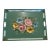 Vintage Floral Toleware Tray, Handpainted in Deep Green and Pastels For Sale