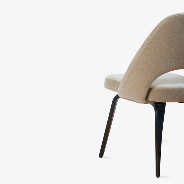 Beige Saarinen Executive Armless Chair in Mohair & Ebonized Walnut by Eero Saarinen for Knoll, Set of 6 For Sale - Image 8 of 12