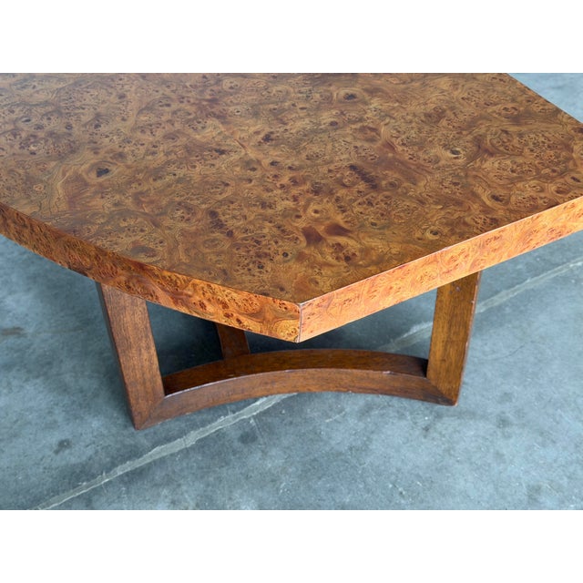 1950s 1950s Widdicomb Burled Elm Demi Lune Coffee Table - Mid Century Modern Cocktail Table For Sale - Image 5 of 8