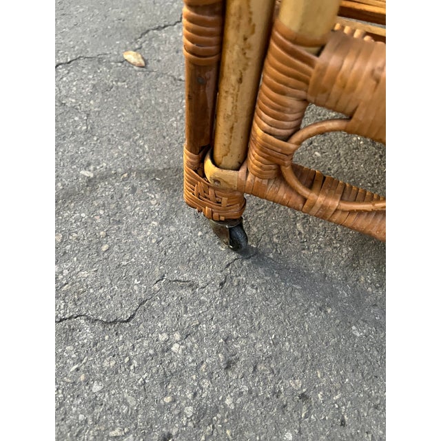 Mid Century Coastal Style Rattan Dry Bar/ Serving Cart. Circa 1970s For Sale - Image 10 of 12