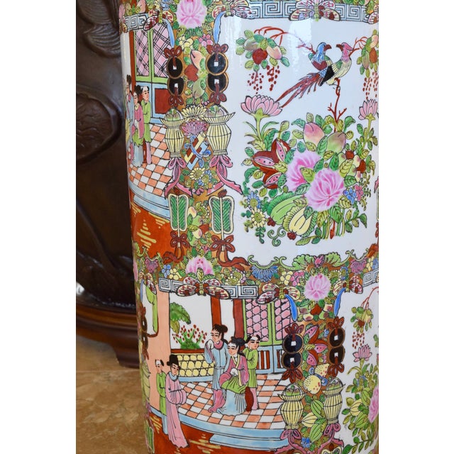 Ceramic 1980s Chinese Famille Rose Porcelain Umbrella Stand For Sale - Image 7 of 10